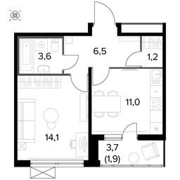1-BD Apartment Sale, 38.4平方米 at Pervyi Leningradskiy, Pervy Leningradskiy Residential Complex, Moscow, Russia #3