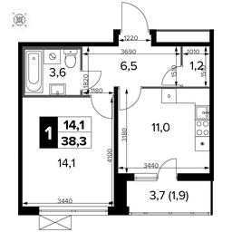 1-BD Apartment Sale, 38.4平方米 at Pervyi Leningradskiy, Pervy Leningradskiy Residential Complex, Moscow, Russia #2
