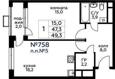Apartment Sale, 47.9平方米 at Veresk, 3rd Khoroshyovskaya Street, вл19с3к1, Moscow, Russia #2
