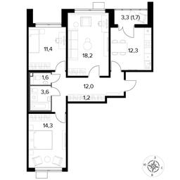 3-BD Apartment Sale, 76.3 sq. m. at Pervyi Lermontovskiy, zhiloy kompleks 1-y Lermontovskiy, Lyubertsy, Moscow Region, Russia #3 3-BD Apartment Sale, 76.3 sq. m. at Pervyi Lermontovskiy, zhiloy kompleks 1-y Lermontovskiy, Lyubertsy, Moscow Region, Russia #3