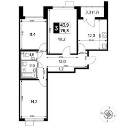 3-BD Apartment Sale, 76.3 sq. m. at Pervyi Lermontovskiy, zhiloy kompleks 1-y Lermontovskiy, Lyubertsy, Moscow Region, Russia #2 3-BD Apartment Sale, 76.3 sq. m. at Pervyi Lermontovskiy, zhiloy kompleks 1-y Lermontovskiy, Lyubertsy, Moscow Region, Russia #2