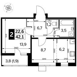 2-BD Apartment Sale, 42.1 sq. m. at Pervyi Lermontovskiy, zhiloy kompleks 1-y Lermontovskiy, Lyubertsy, Moscow Region, Russia #2 2-BD Apartment Sale, 42.1 sq. m. at Pervyi Lermontovskiy, zhiloy kompleks 1-y Lermontovskiy, Lyubertsy, Moscow Region, Russia #2