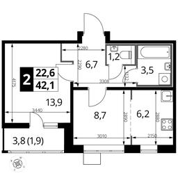 2-BD Apartment Sale, 42.1 sq. m. at Pervyi Lermontovskiy, zhiloy kompleks 1-y Lermontovskiy, Lyubertsy, Moscow Region, Russia #4