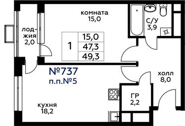 Apartment Sale, 48.3 sq. m. at Veresk, 3rd Khoroshyovskaya Street, вл19с3к1, Moscow, Russia #2