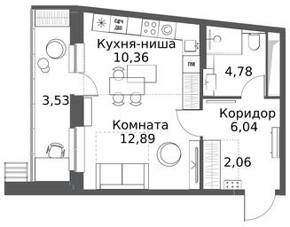 Продажа 1-комн. квартиры, 39,66 м² в ЖК «Одинбург», Северная улица, 11, Одинцово, Московская область, Россия #3