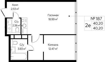 1-BD Apartment Sale, 40.2 sq. m. at MirrorZdanie, Oktyabrskaya Street, 98, Moscow, Russia #2