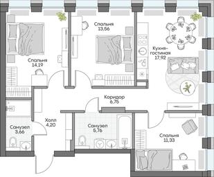 3-BD Apartment Sale, 75.59 sq. m. at Dom na naberezhnoy INSIDER (Insayder), Avtozavodskaya Street, Moscow, Russia #3 3-BD Apartment Sale, 75.59 sq. m. at Dom na naberezhnoy INSIDER (Insayder), Avtozavodskaya Street, Moscow, Russia #3