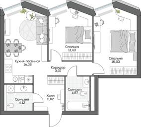 2-BD Apartment Sale, 61.09平方米 at Dom na naberezhnoy INSIDER (Insayder), Avtozavodskaya Street, Moscow, Russia #2 2-BD Apartment Sale, 61.09平方米 at Dom na naberezhnoy INSIDER (Insayder), Avtozavodskaya Street, Moscow, Russia #2