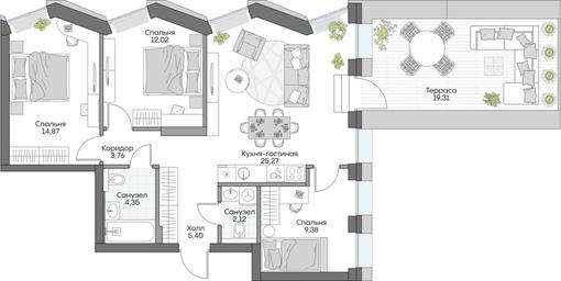 3-BD Apartment Sale, 94.75 sq. m. at Dom na naberezhnoy INSIDER (Insayder), Avtozavodskaya Street, Moscow, Russia #4