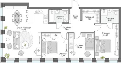 3-BD Apartment Sale, 94.05 sq. m. at Dom na naberezhnoy INSIDER (Insayder), Avtozavodskaya Street, Moscow, Russia #4