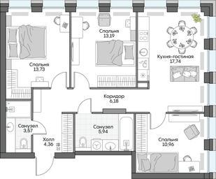 3-BD Apartment Sale, 75.59平方米 at Dom na naberezhnoy INSIDER (Insayder), Avtozavodskaya Street, Moscow, Russia #2 3-BD Apartment Sale, 75.59平方米 at Dom na naberezhnoy INSIDER (Insayder), Avtozavodskaya Street, Moscow, Russia #2