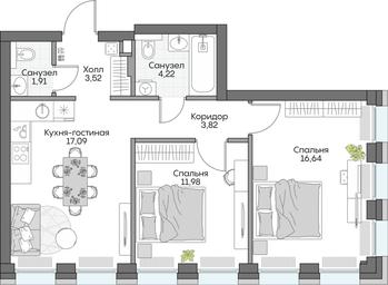 2-BD Apartment Sale, 56.47 sq. m. at Dom na naberezhnoy INSIDER (Insayder), Avtozavodskaya Street, Moscow, Russia #4