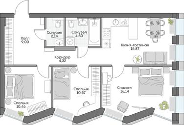 3-BD Apartment Sale, 69.75 sq. m. at Dom na naberezhnoy INSIDER (Insayder), Avtozavodskaya Street, Moscow, Russia #4