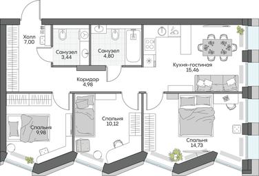 3-BD Apartment Sale, 69.74 sq. m. at Dom na naberezhnoy INSIDER (Insayder), Avtozavodskaya Street, Moscow, Russia #2 3-BD Apartment Sale, 69.74 sq. m. at Dom na naberezhnoy INSIDER (Insayder), Avtozavodskaya Street, Moscow, Russia #2