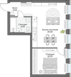 1-BD Apartment Sale, 44.02 sq. m. at Dom na naberezhnoy INSIDER (Insayder), Avtozavodskaya Street, Moscow, Russia #4