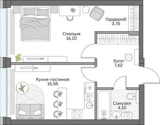 1-BD Apartment Sale, 46.12 sq. m. at Dom na naberezhnoy INSIDER (Insayder), Avtozavodskaya Street, Moscow, Russia #4