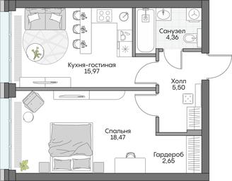 1-BD Apartment Sale, 46.12 sq. m. at Dom na naberezhnoy INSIDER (Insayder), Avtozavodskaya Street, Moscow, Russia #4
