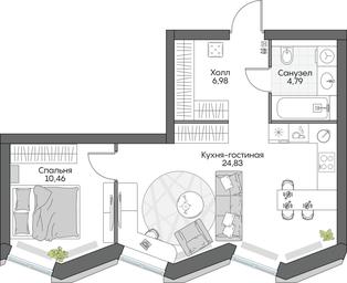 1-BD Apartment Sale, 47.14平方米 at Dom na naberezhnoy INSIDER (Insayder), Avtozavodskaya Street, Moscow, Russia #2 1-BD Apartment Sale, 47.14平方米 at Dom na naberezhnoy INSIDER (Insayder), Avtozavodskaya Street, Moscow, Russia #2