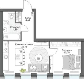1-BD Apartment Sale, 36.25平方米 at Dom na naberezhnoy INSIDER (Insayder), Avtozavodskaya Street, Moscow, Russia #3