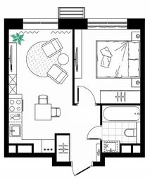 1-BD Apartment Sale, 32.6平方米 at MirrorZdanie, Oktyabrskaya Street, 98, Moscow, Russia #4