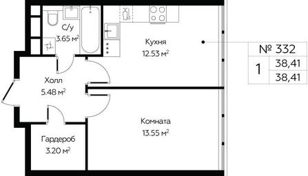 Apartment Sale, 38.41平方米 at MirrorZdanie, Oktyabrskaya Street, 98, Moscow, Russia #2