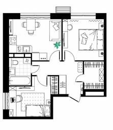 1-BD Apartment Sale, 48.54平方米 at MirrorZdanie, Oktyabrskaya Street, 98, Moscow, Russia #4