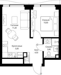 1-BD Apartment Sale, 34.1 sq. m. at Multikvartal CITYZEN, Vishnyovaya Street, Moscow, Russia #2