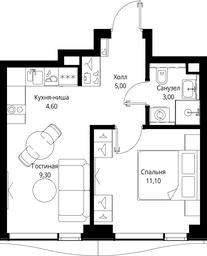 1-BD Apartment Sale, 33平方米 at Multikvartal CITYZEN, Vishnyovaya Street, Moscow, Russia #2