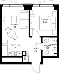 1-BD Apartment Sale, 34.1平方米 at Multikvartal CITYZEN, Vishnyovaya Street, Moscow, Russia #2