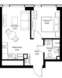 1-BD Apartment Sale, 34.1平方米 at Multikvartal CITYZEN, Vishnyovaya Street, Moscow, Russia #4