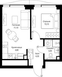 1-BD Apartment Sale, 33.7 sq. m. at Multikvartal CITYZEN, Vishnyovaya Street, Moscow, Russia #3