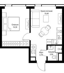1-BD Apartment Sale, 35.3 sq. m. at Multikvartal CITYZEN, Vishnyovaya Street, Moscow, Russia #4