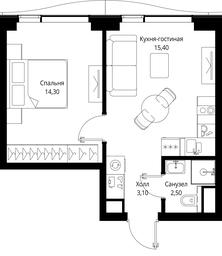 1-BD Apartment Sale, 35.3 sq. m. at Multikvartal CITYZEN, Vishnyovaya Street, Moscow, Russia #3 1-BD Apartment Sale, 35.3 sq. m. at Multikvartal CITYZEN, Vishnyovaya Street, Moscow, Russia #3