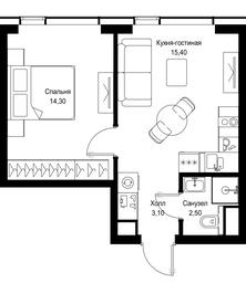 1-BD Apartment Sale, 35.3 sq. m. at Multikvartal CITYZEN, Vishnyovaya Street, Moscow, Russia #4