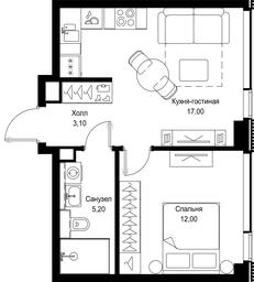 1-BD Apartment Sale, 37.3平方米 at Multikvartal CITYZEN, Vishnyovaya Street, Moscow, Russia #4