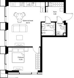 1-BD Apartment Sale, 50.2平方米 at Multikvartal CITYZEN, Vishnyovaya Street, Moscow, Russia #3 1-BD Apartment Sale, 50.2平方米 at Multikvartal CITYZEN, Vishnyovaya Street, Moscow, Russia #3