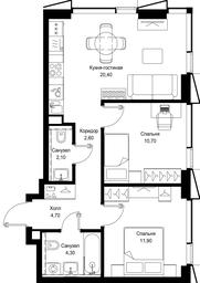 2-BD Apartment Sale, 56.7 sq. m. at Multikvartal CITYZEN, Vishnyovaya Street, Moscow, Russia #3 2-BD Apartment Sale, 56.7 sq. m. at Multikvartal CITYZEN, Vishnyovaya Street, Moscow, Russia #3