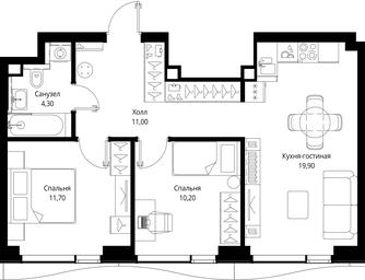 2-BD Apartment Sale, 57.1 sq. m. at Multikvartal CITYZEN, Vishnyovaya Street, Moscow, Russia #2 2-BD Apartment Sale, 57.1 sq. m. at Multikvartal CITYZEN, Vishnyovaya Street, Moscow, Russia #2