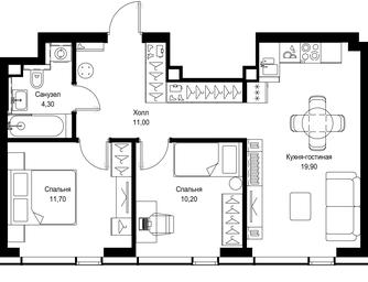 2-BD Apartment Sale, 57.1 sq. m. at Multikvartal CITYZEN, Vishnyovaya Street, Moscow, Russia #4