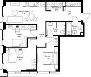3-BD Apartment Sale, 74.8 sq. m. at Multikvartal CITYZEN, Vishnyovaya Street, Moscow, Russia #4