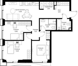 3-BD Apartment Sale, 74.8 sq. m. at Multikvartal CITYZEN, Vishnyovaya Street, Moscow, Russia #3