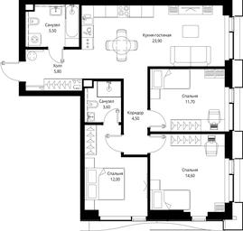 3-BD Apartment Sale, 81.6 sq. m. at Multikvartal CITYZEN, Vishnyovaya Street, Moscow, Russia #3