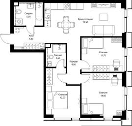 3-BD Apartment Sale, 81.6 sq. m. at Multikvartal CITYZEN, Vishnyovaya Street, Moscow, Russia #4