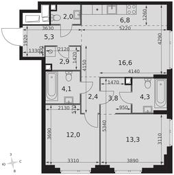 3-BD Apartment Sale, 73.5平方米 at Sydney City, Shenogina Street, 2, Moscow, Russia #2