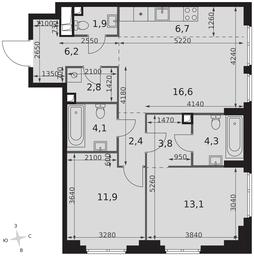 3-BD Apartment Sale, 73.8平方米 at Sydney City, Shenogina Street, 2, Moscow, Russia #2