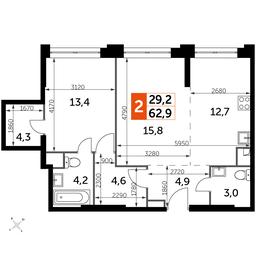 2-BD Apartment Sale, 62.9平方米 at Sydney City, Shenogina Street, 2, Moscow, Russia #2