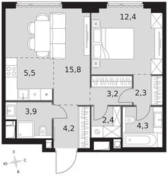 2-BD Apartment Sale, 54平方米 at Sydney City, Shenogina Street, 2, Moscow, Russia #3 2-BD Apartment Sale, 54平方米 at Sydney City, Shenogina Street, 2, Moscow, Russia #3