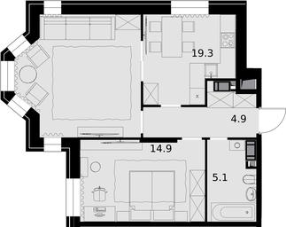 2-BD Apartment Sale, 63.3平方米 at Teatralnyi Kvartal, Rotmistrova Street, 2, Moscow, Russia #4