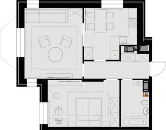 2-BD Apartment Sale, 59.6 sq. m. at Teatralnyi Kvartal, Rotmistrova Street, 2, Moscow, Russia #2 2-BD Apartment Sale, 59.6 sq. m. at Teatralnyi Kvartal, Rotmistrova Street, 2, Moscow, Russia #2