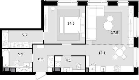 2-BD Apartment Sale, 69.3 sq. m. at Crystal, Generala Glagoleva Street, 16с1, Moscow, Russia #4